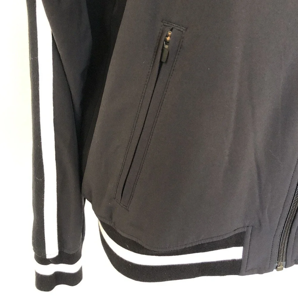 Athleta Circa Track Jacket Medium Stripe Full Zip Pockets Recycled Materials - Picture 10 of 12